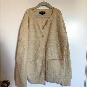 A.P.C. Beige Knit Wool Cardigan Sweater